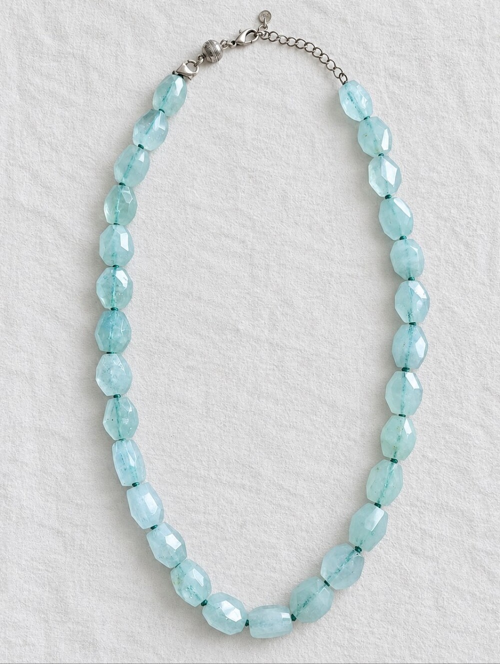 QVC Natural Aquamarine Faceted Necklace 925 Sterling Silver 18-21"